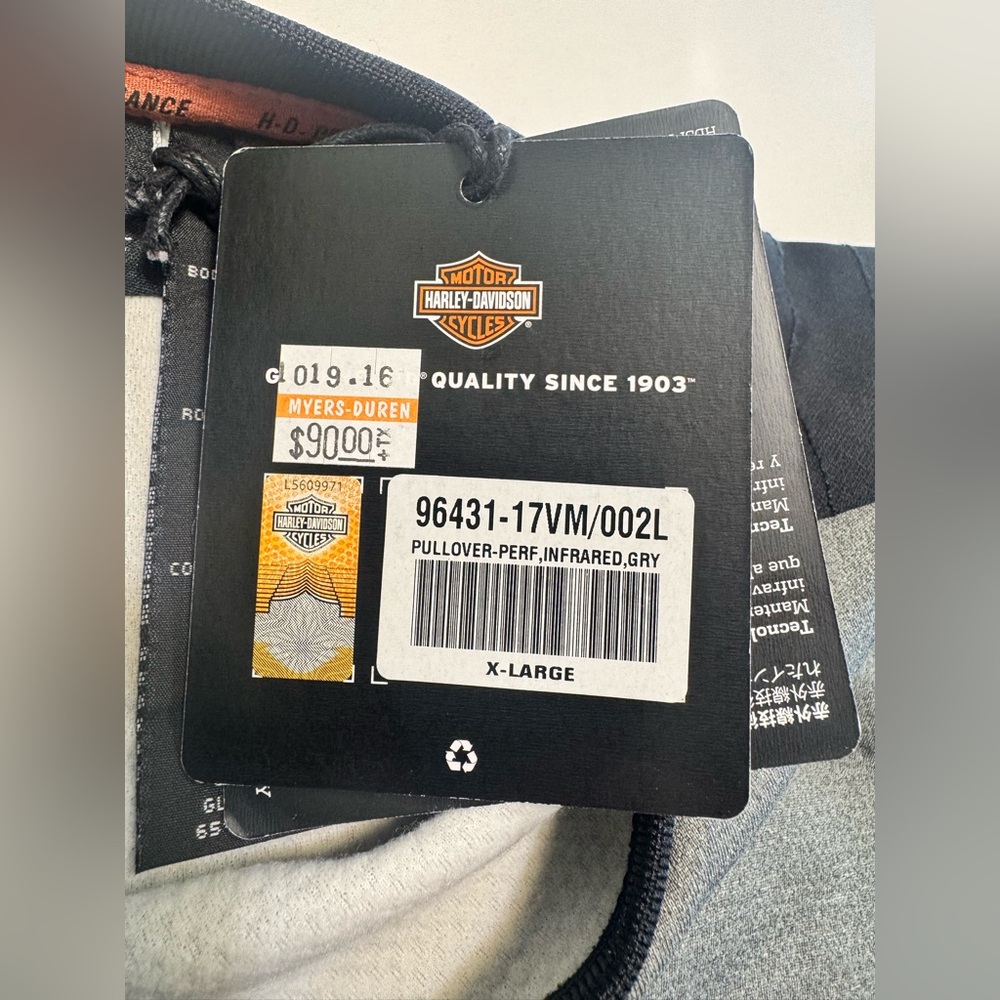 Harley Davidson Performance Long Sleeve Shirt Infrared Gray Size XL Motorcycle - Picture 11 of 14